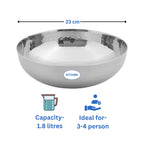 Heavy Bottom Stainless Steel Kadai (Hammered Tasla) without Handle