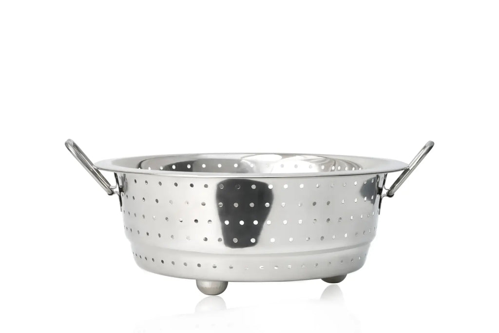 Stainless steel stainer with stand and handle