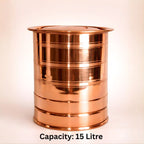 15 litre polished copper water storage container with lid isolated on light background