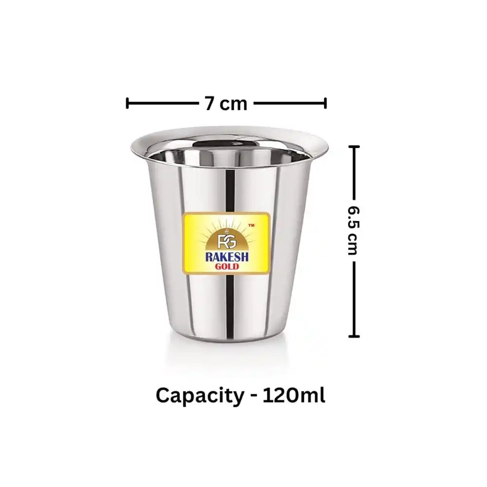 Stainless steel container with dimensions and capacity label on a white background